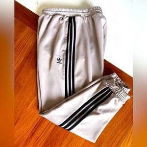 ADIDAS Bellista Track Pants Women Embroidery Trefoil Logo Beige 3 Black Stripe M
